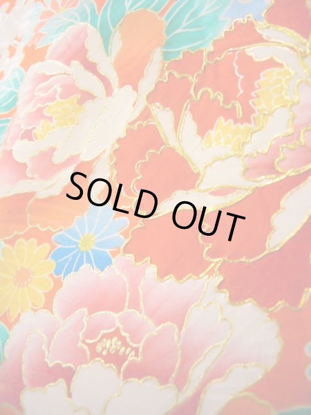 Photo14: J1104S Used Japanese Light  Orange Kids / Silk. Peony,   (Grade B) (14)