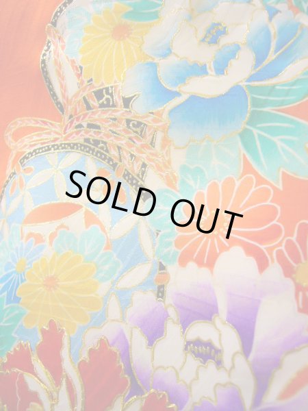 Photo15: J1104S Used Japanese Light  Orange Kids / Silk. Peony,   (Grade B) (15)