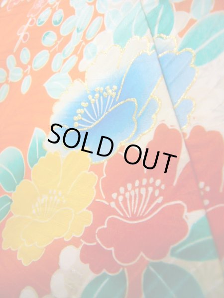 Photo18: J1104S Used Japanese Light  Orange Kids / Silk. Peony,   (Grade B) (18)