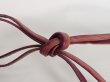 Photo3: J1107XJ Used Japanese   Dark Red OBIJIME decorative string/cord/rope   leather  (Grade B) Flat type (3)