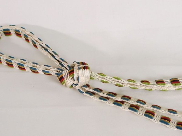 Photo3: J1107XR Used Japanese   Multi Color OBIJIME decorative string/cord/rope     (Grade A) Flat type (3)