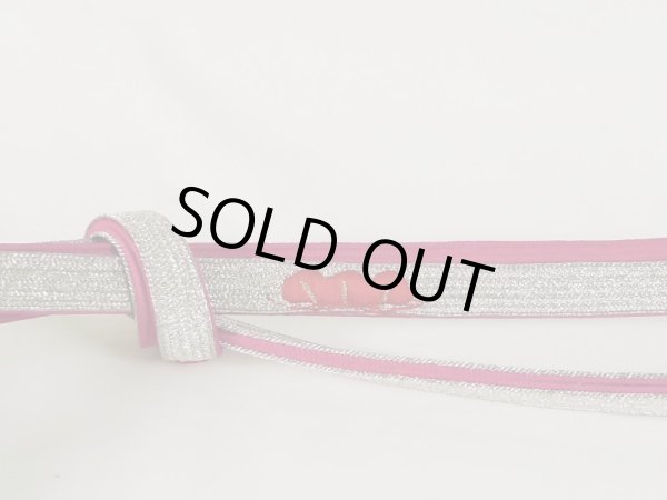 Photo2: J1108XY Used Japanese   Rose OBIJIME decorative string/cord/rope     (Grade B) Flat type (2)