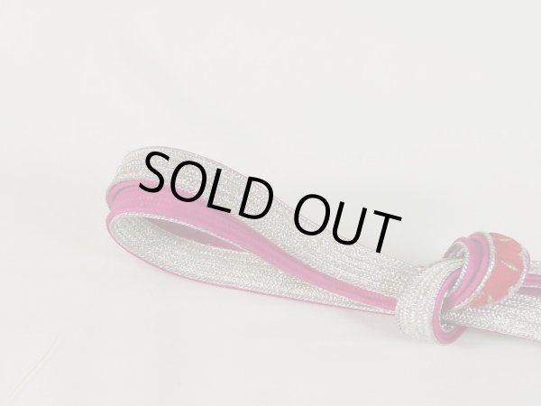 Photo3: J1108XY Used Japanese   Rose OBIJIME decorative string/cord/rope     (Grade B) Flat type (3)