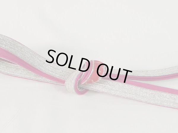 Photo4: J1108XY Used Japanese   Rose OBIJIME decorative string/cord/rope     (Grade B) Flat type (4)