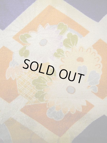 Photo8: J1111N Used Japanese Deep  Blue Kids / Silk. Chrysanthemum,   (Grade B) (8)