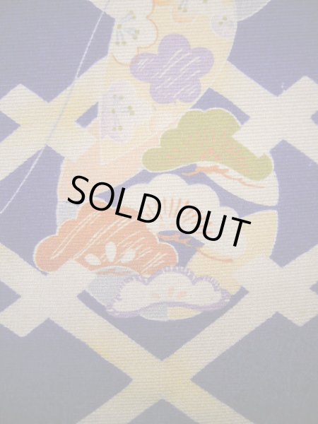 Photo11: J1111N Used Japanese Deep  Blue Kids / Silk. Chrysanthemum,   (Grade B) (11)