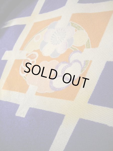 Photo14: J1111N Used Japanese Deep  Blue Kids / Silk. Chrysanthemum,   (Grade B) (14)