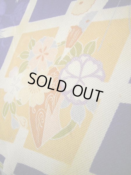 Photo15: J1111N Used Japanese Deep  Blue Kids / Silk. Chrysanthemum,   (Grade B) (15)