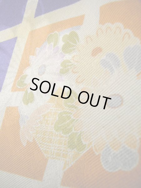 Photo16: J1111N Used Japanese Deep  Blue Kids / Silk. Chrysanthemum,   (Grade B) (16)