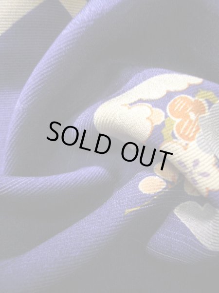 Photo20: J1111N Used Japanese Deep  Blue Kids / Silk. Chrysanthemum,   (Grade B) (20)