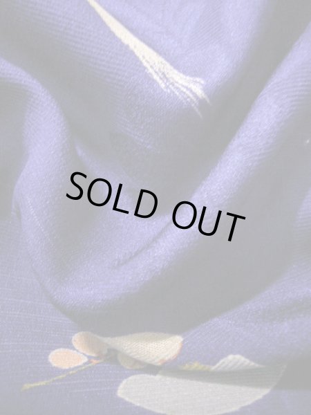 Photo21: J1111N Used Japanese Deep  Blue Kids / Silk. Chrysanthemum,   (Grade B) (21)