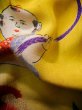 Photo17: J1111R Used Japanese Deep  Vermilion Kids / Silk. Peony, mallet, cup, rabbitear iris pattern  (Grade B) (17)