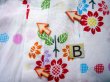 Photo15: J1111X Used Japanese   White Kids / Cotton. Flower sunflower pattern  (Grade C) (15)