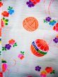 Photo4: J1111Z Used Japanese   White Kids / Cotton. Flower, ball pattern  (Grade B) (4)