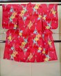 Photo1: J1126P Used Japanese Sweet  Red Kids / Cotton. Stream,   (Grade C) (1)