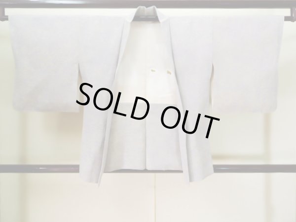 Photo1: J1216J Used Japanese Light  Gray HAORI short jacket / Silk. Flower,   (Grade C) (1)