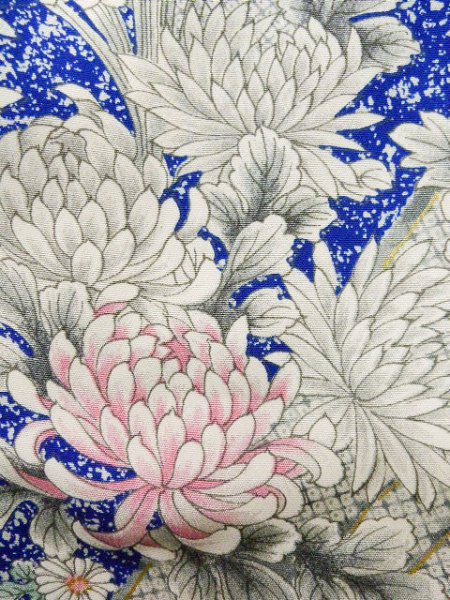 Photo12: Mint J1223A Used Japanese   Blue FURISODE long-sleeved / Silk. Flower,   (Grade A) (12)