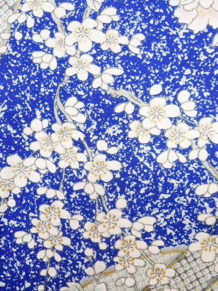 Photo13: Mint J1223A Used Japanese   Blue FURISODE long-sleeved / Silk. Flower,   (Grade A) (13)