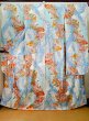 Photo1: Mint J1223B Used Japanese Pale Light Blue FURISODE long-sleeved / Silk. Flower,   (Grade A) (1)