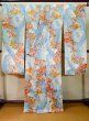 Photo3: Mint J1223B Used Japanese Pale Light Blue FURISODE long-sleeved / Silk. Flower,   (Grade A) (3)