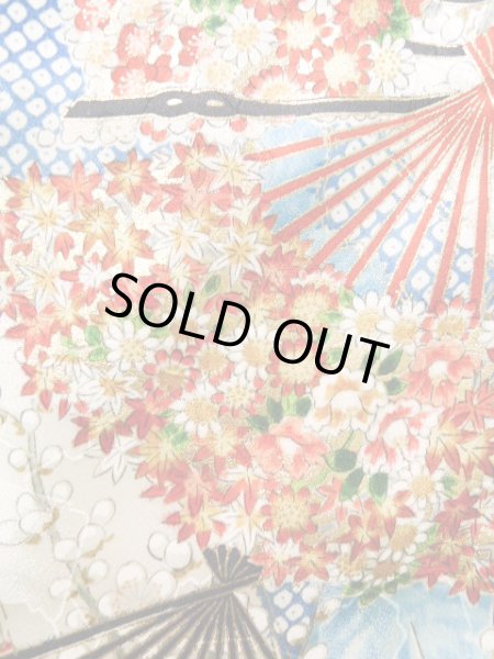 Photo8: Mint J1223B Used Japanese Pale Light Blue FURISODE long-sleeved / Silk. Flower,   (Grade A) (8)