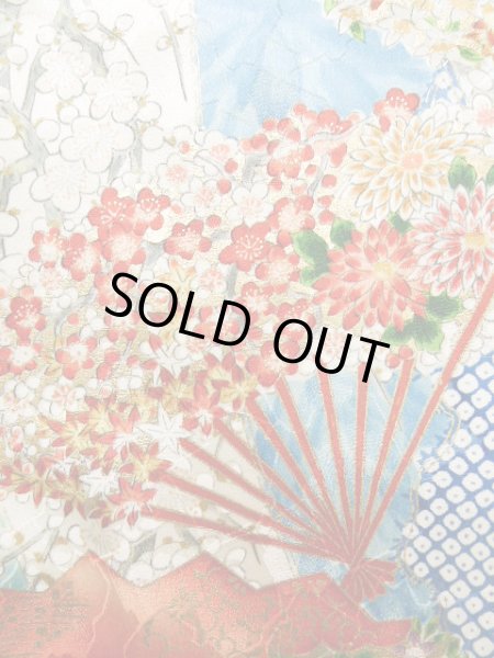 Photo11: Mint J1223B Used Japanese Pale Light Blue FURISODE long-sleeved / Silk. Flower,   (Grade A) (11)