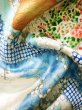 Photo18: Mint J1223B Used Japanese Pale Light Blue FURISODE long-sleeved / Silk. Flower,   (Grade A) (18)