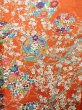 Photo6: J1223C Used Japanese   Orange FURISODE long-sleeved / Silk. Peony,   (Grade B) (6)