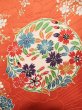 Photo9: J1223C Used Japanese   Orange FURISODE long-sleeved / Silk. Peony,   (Grade B) (9)