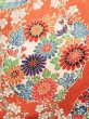 Photo10: J1223C Used Japanese   Orange FURISODE long-sleeved / Silk. Peony,   (Grade B) (10)