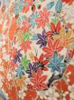 Photo16: J1223C Used Japanese   Orange FURISODE long-sleeved / Silk. Peony,   (Grade B) (16)