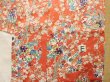 Photo24: J1223C Used Japanese   Orange FURISODE long-sleeved / Silk. Peony,   (Grade B) (24)