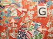 Photo26: J1223C Used Japanese   Orange FURISODE long-sleeved / Silk. Peony,   (Grade B) (26)