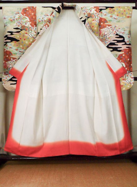 Photo4: Mint J1223D Used Japanese   Black FURISODE long-sleeved / Silk. UME plum bloom,   (Grade A) (4)