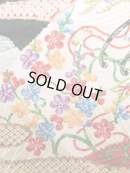 Photo11: Mint J1223D Used Japanese   Black FURISODE long-sleeved / Silk. UME plum bloom,   (Grade A) (11)