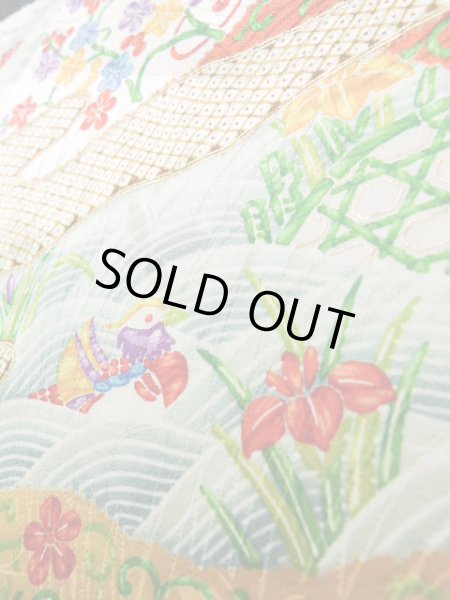 Photo14: Mint J1223D Used Japanese   Black FURISODE long-sleeved / Silk. UME plum bloom,   (Grade A) (14)