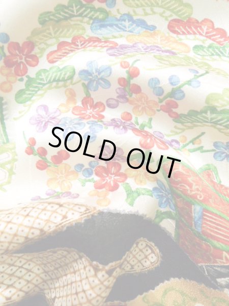 Photo18: Mint J1223D Used Japanese   Black FURISODE long-sleeved / Silk. UME plum bloom,   (Grade A) (18)