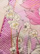 Photo11: J1223E Used Japanese Pale Light Pink FURISODE long-sleeved / Silk. Peony, lily pattern  (Grade B) (11)