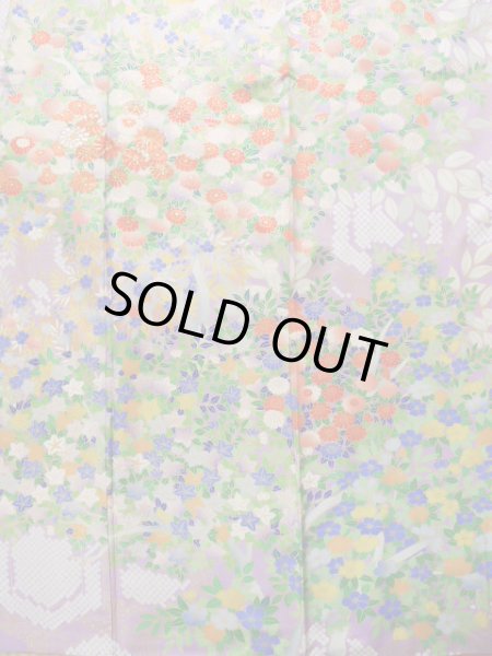 Photo5: J1223I Used Japanese Light  Wisteria FURISODE long-sleeved / Silk. Flower,   (Grade A) (5)