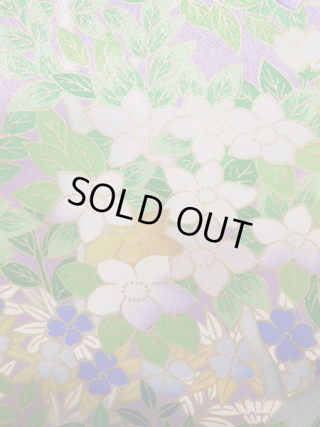 Photo7: J1223I Used Japanese Light  Wisteria FURISODE long-sleeved / Silk. Flower,   (Grade A) (7)