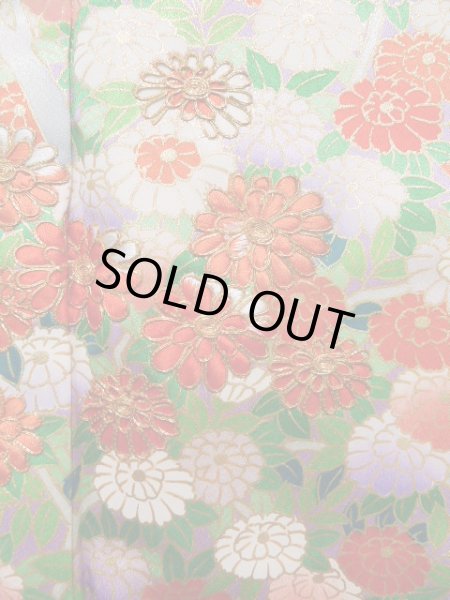 Photo8: J1223I Used Japanese Light  Wisteria FURISODE long-sleeved / Silk. Flower,   (Grade A) (8)