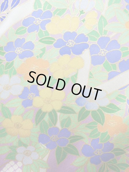 Photo12: J1223I Used Japanese Light  Wisteria FURISODE long-sleeved / Silk. Flower,   (Grade A) (12)