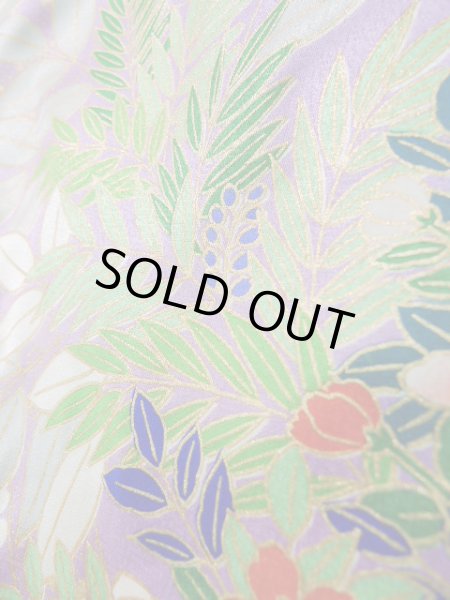 Photo14: J1223I Used Japanese Light  Wisteria FURISODE long-sleeved / Silk. Flower,   (Grade A) (14)