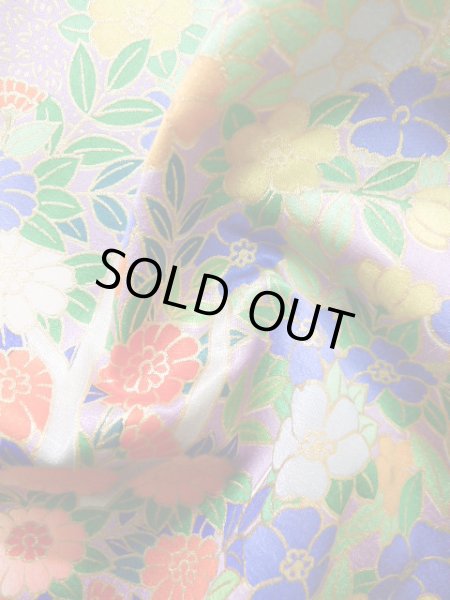 Photo18: J1223I Used Japanese Light  Wisteria FURISODE long-sleeved / Silk. Flower,   (Grade A) (18)