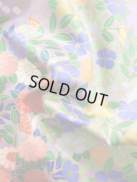 Photo19: J1223I Used Japanese Light  Wisteria FURISODE long-sleeved / Silk. Flower,   (Grade A) (19)