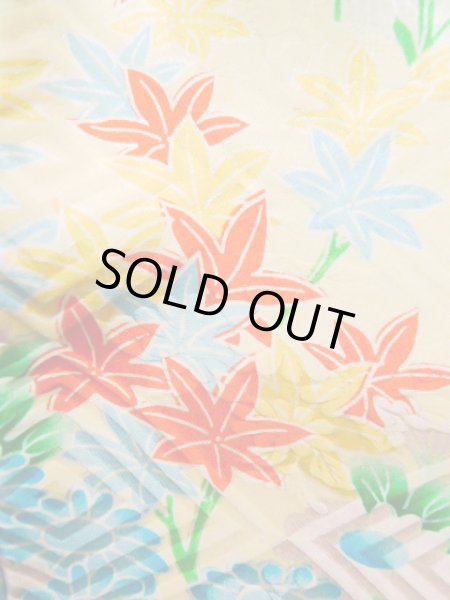 Photo9: J1223M Used Japanese Pale Light Yellow FURISODE long-sleeved / Silk. Flower, narcissus pattern  (Grade B) (9)