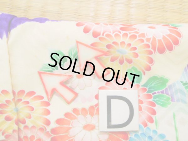 Photo23: J1223M Used Japanese Pale Light Yellow FURISODE long-sleeved / Silk. Flower, narcissus pattern  (Grade B) (23)