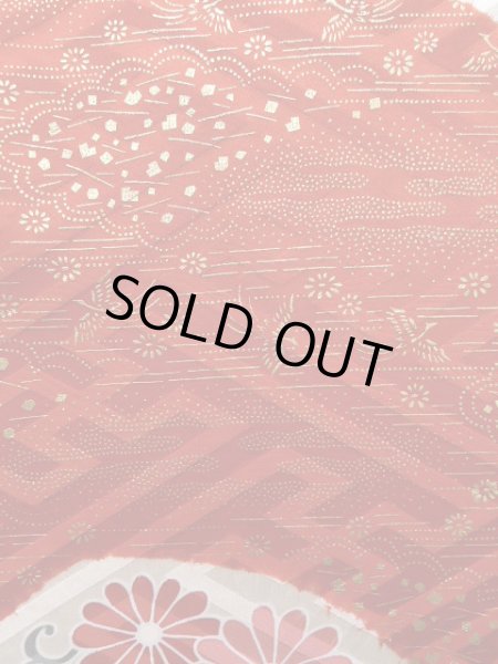 Photo9: J1223P Used Japanese   White FURISODE long-sleeved / Silk. Chrysanthemum, narcissus pattern  (Grade B) (9)