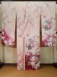 Photo3: Mint J1223R Used Japanese Pale Light Pink FURISODE long-sleeved / Silk. Flower, narcissus pattern, flower cart  (Grade A) (3)