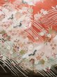 Photo5: J1225A Used Japanese Pale  Dark Red FURISODE long-sleeved / Silk. Chrysanthemum,   (Grade B) (5)